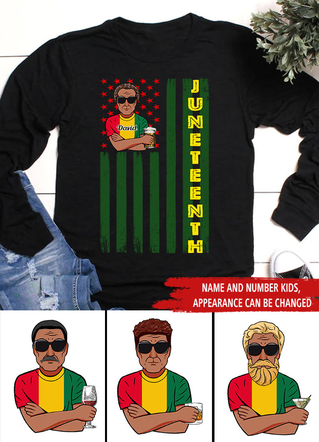 Juneteenth Shirt, Custom Juneteenth Shirt, Juneteenth Black King Melanin Dad Fathers Day Men Father Fun T-Shirt