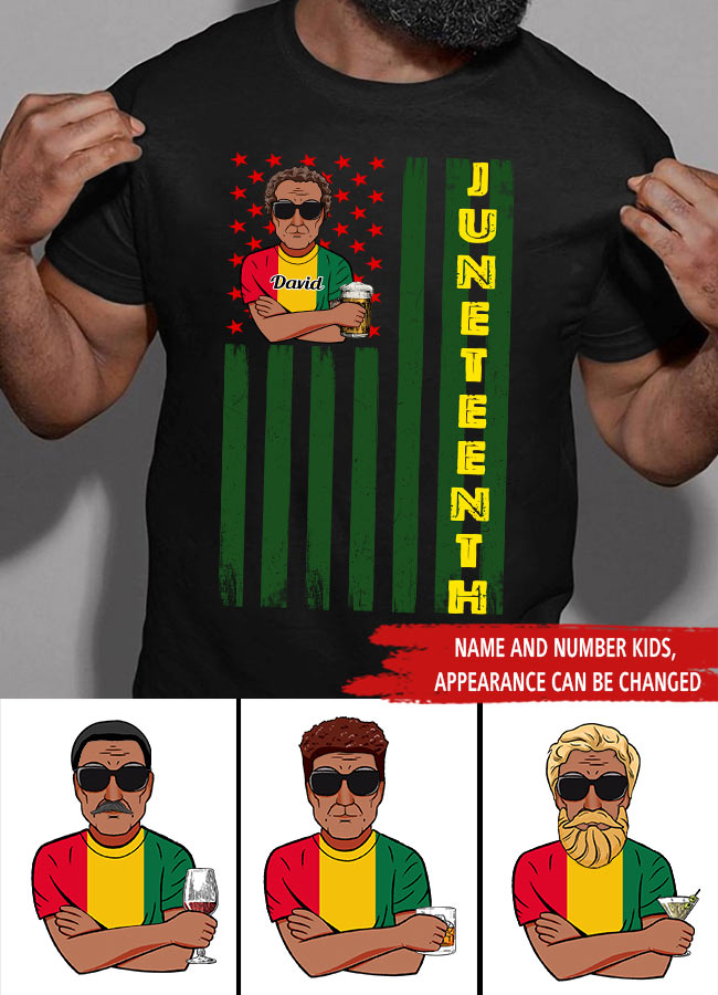 Juneteenth Shirt, Custom Juneteenth Shirt, Juneteenth Black King Melanin Dad Fathers Day Men Father Fun T-Shirt