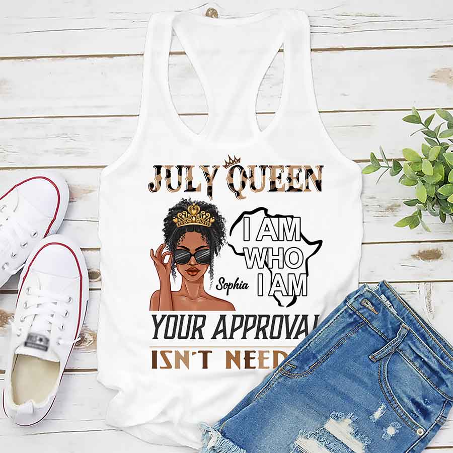 Custom July Birthday Shirt For Woman, Queens Are Born In July Gifts, Melanin Afro Woman Shirt, Black Girl Tee, Afro Queen Gift-YPT-ALK