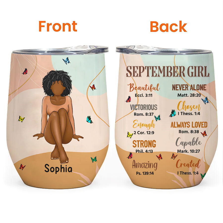 Personalized Wine Tumbler - Birthday Gift For September Queen, September Birthday Gifts, September Birthday Gift Idea For Her