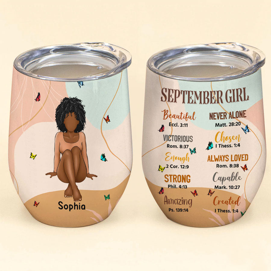 Personalized Wine Tumbler - Birthday Gift For September Queen, September Birthday Gifts, September Birthday Gift Idea For Her