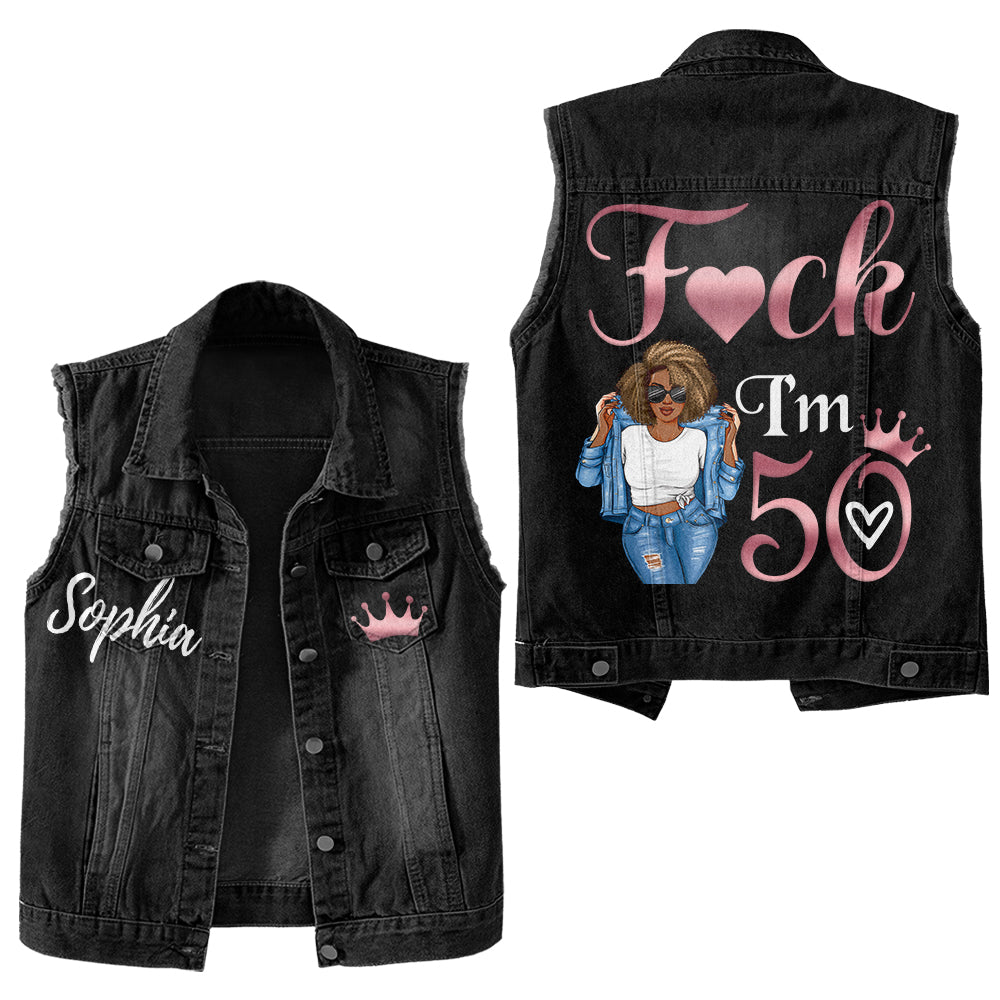 Premium Log Denim Vest - Personalised 50th Birthday Gifts, Gift Ideas 50th Birthday Woman