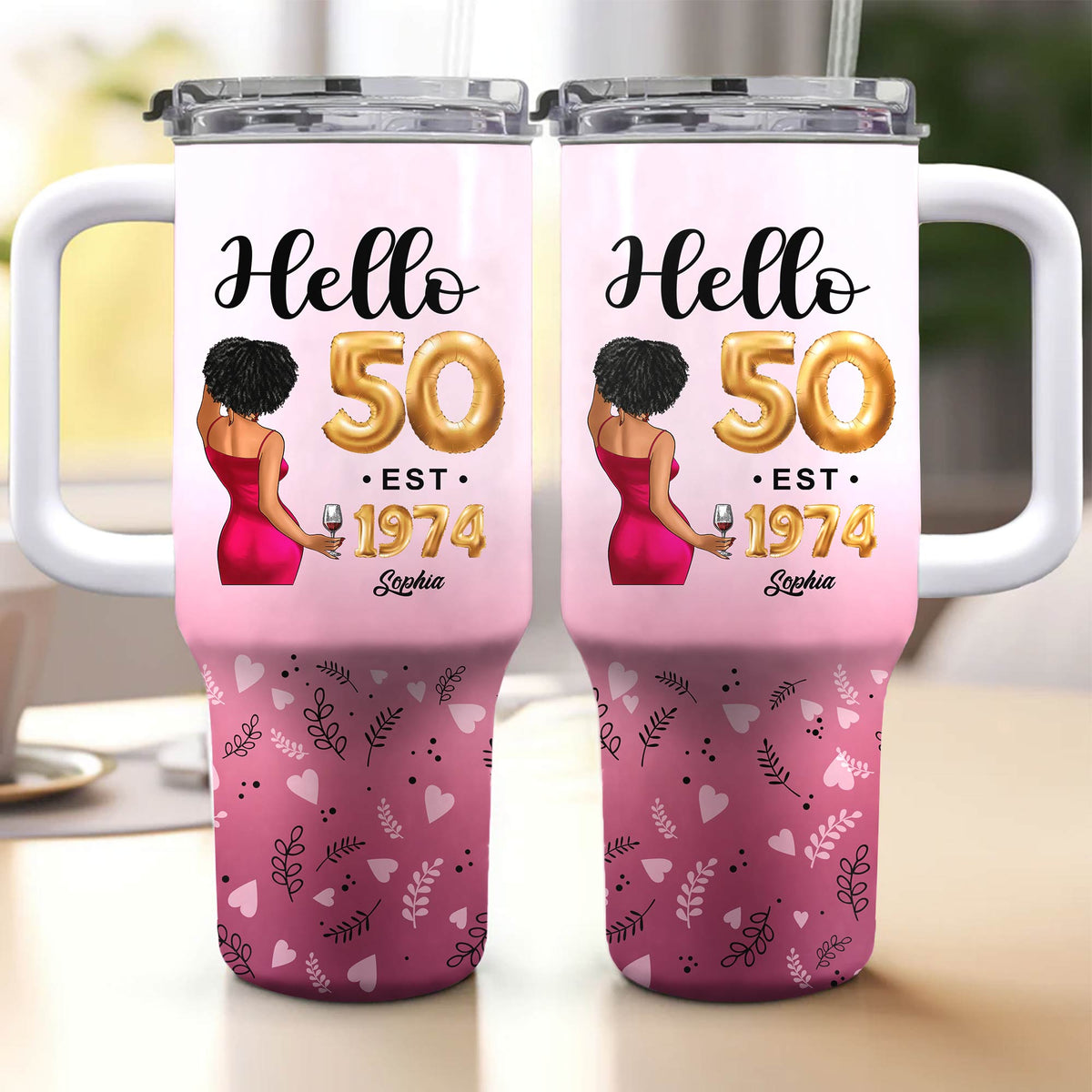 Personalized Tumbler With Straw, Gift Ideas 50th Birthday Woman-HCT