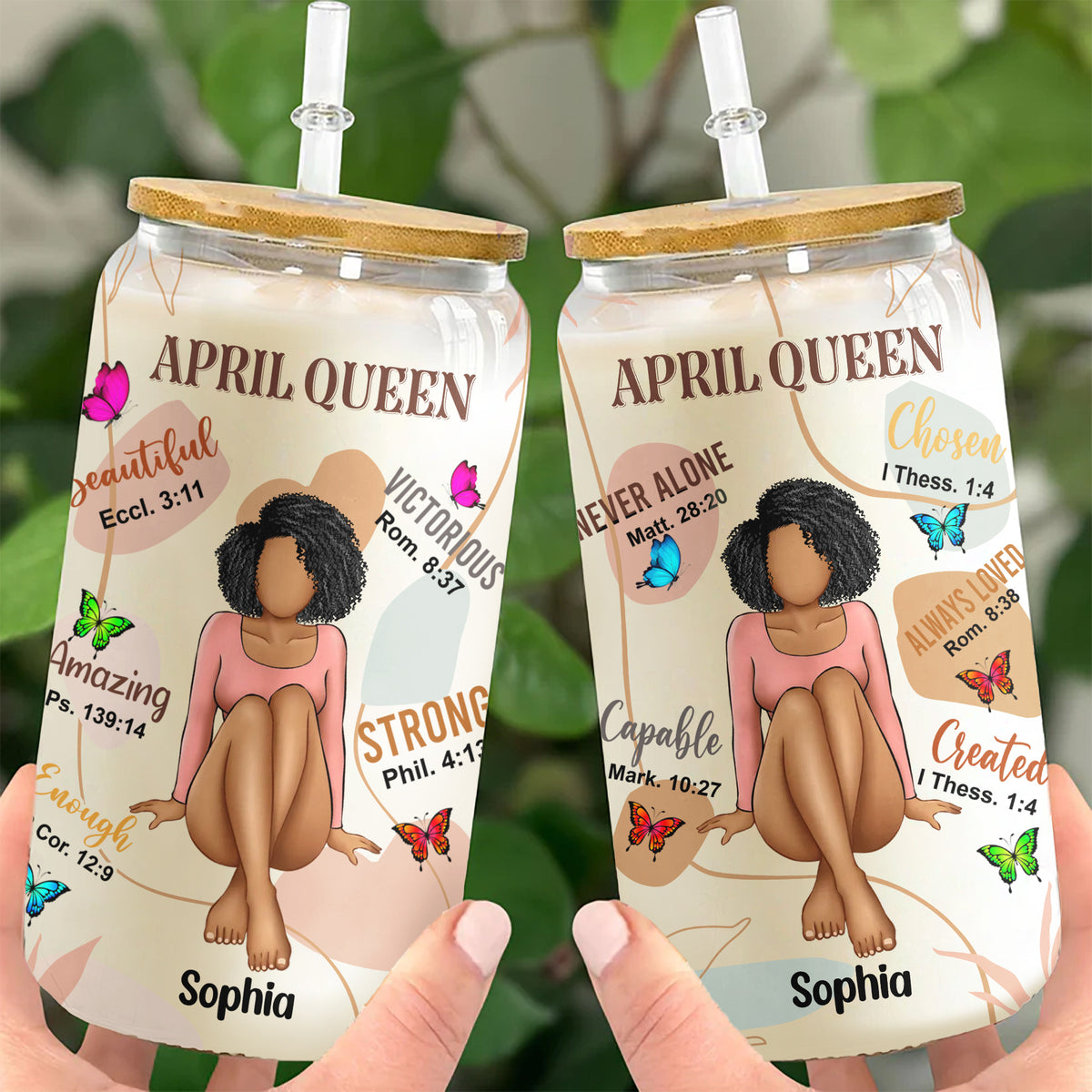 Personalized Clear Glass Can, Gift Ideas April Women, April Birthday Gift Ideas - ALK