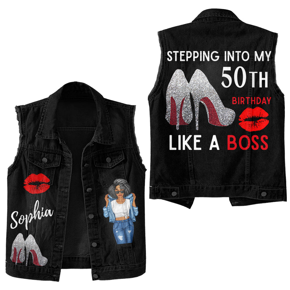 Premium Log Denim Vest - Personalised 50th Birthday Gifts, Gift Ideas 50th Birthday Woman