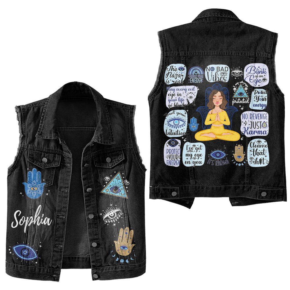 Premium Log Denim Vest - Gift For Women, Denim Vest Yoga, Yoga Lover
