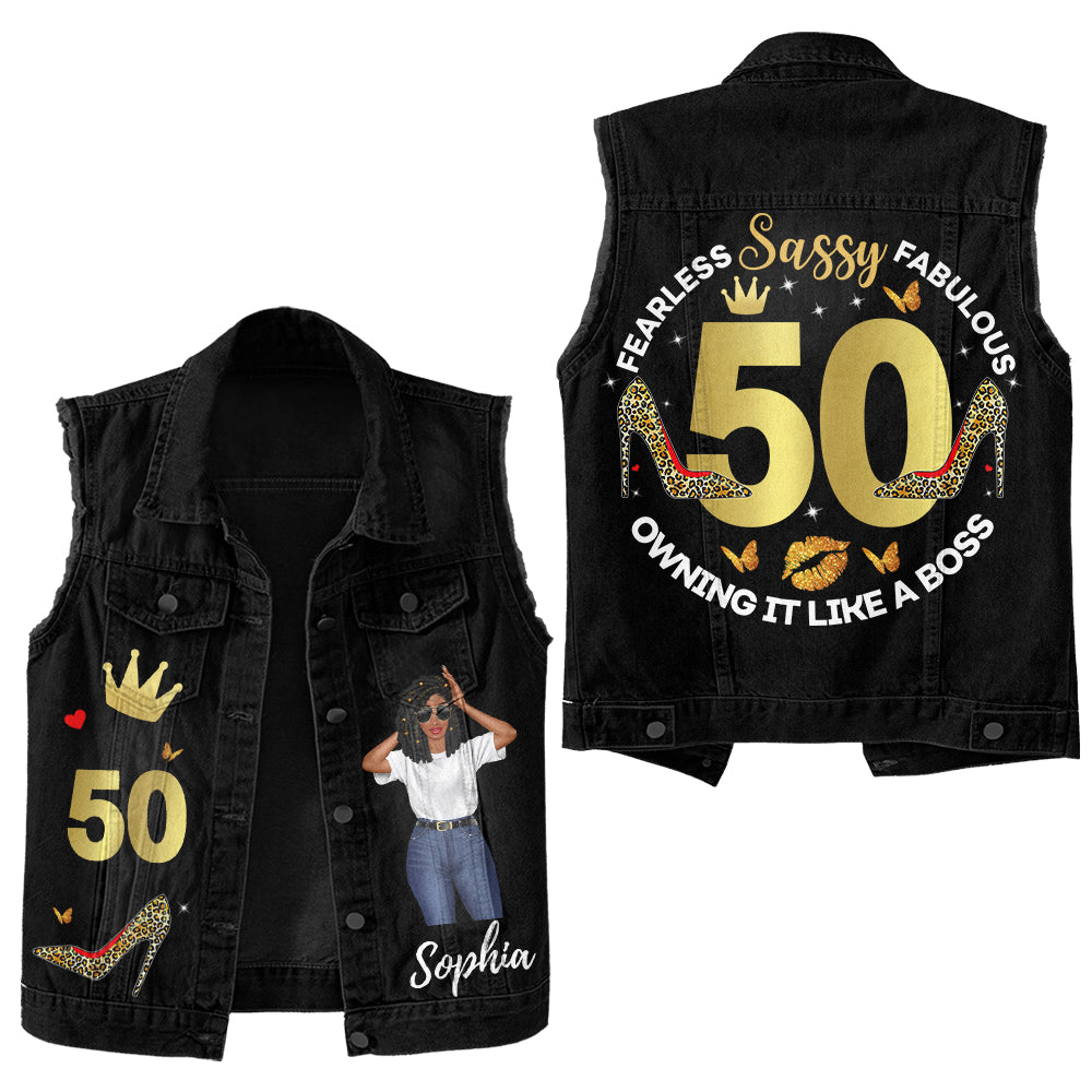 Premium Log Denim Vest - Personalised 50th Birthday Gifts, Gift Ideas 50th Birthday Woman