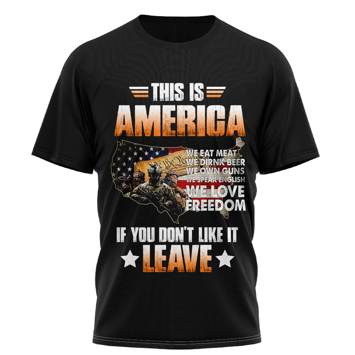 US Veterans Patriotic Shirt This Is America If You Don‘t Like It Leave