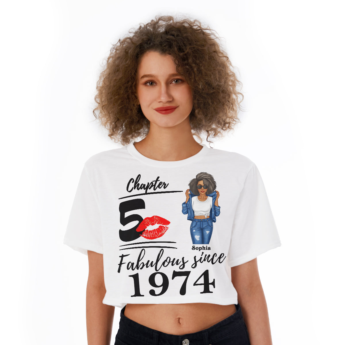 Women's Cropped T-shirt, Fabulous Since 1974 50th Birthday Unique T Shirt For Woman - HMT