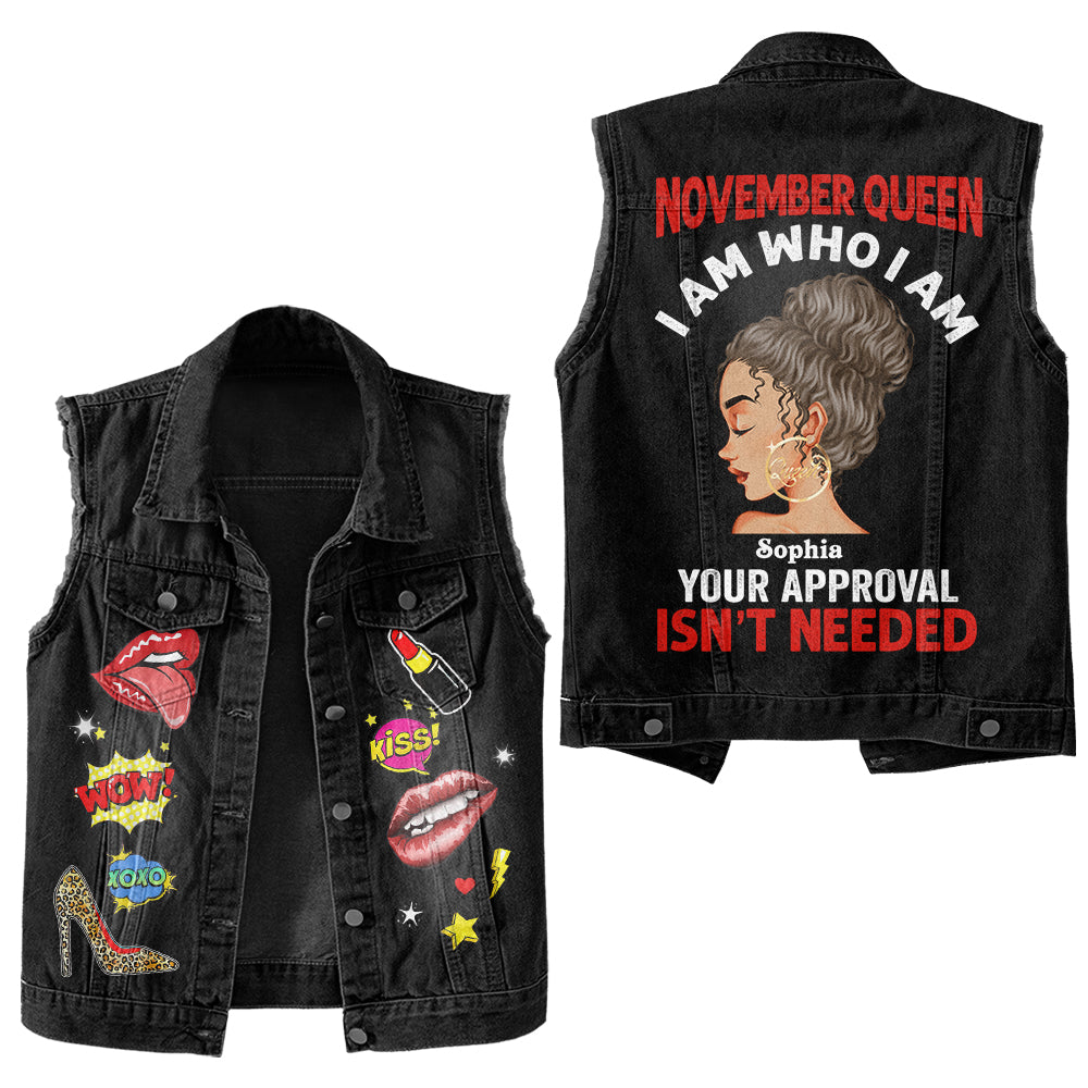 Premium Log Denim Vest - November Birthday Gifts, Custom Birthday Gift, Queens Are Born In November