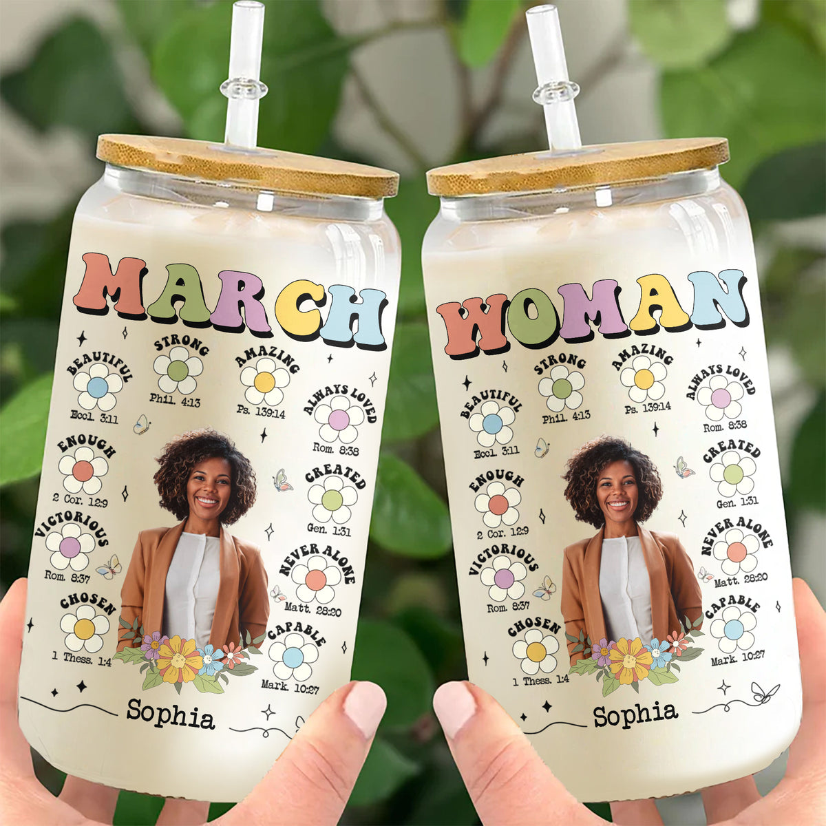 Personalized Clear Glass Can For March Queens, March Birthday Gift Ideas
