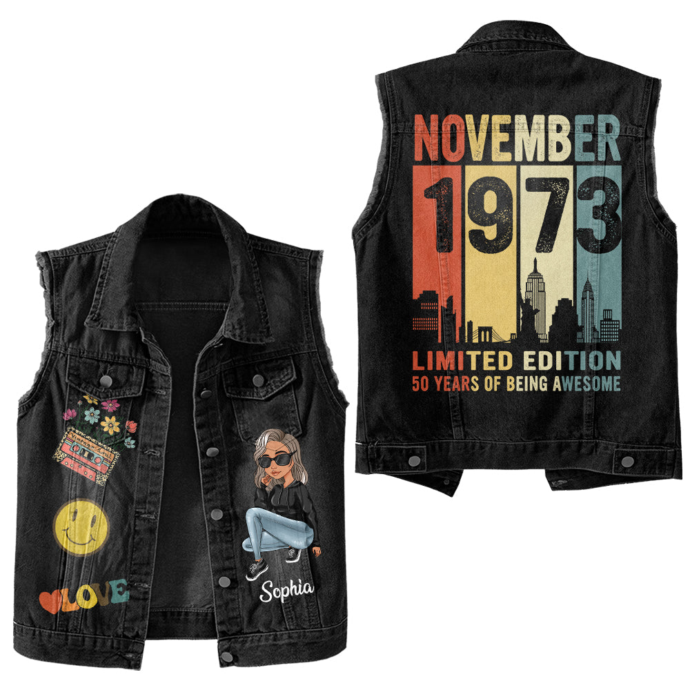 Premium Log Denim Vest - Personalised 50th Birthday Gifts, Gift Ideas 50th Birthday Woman