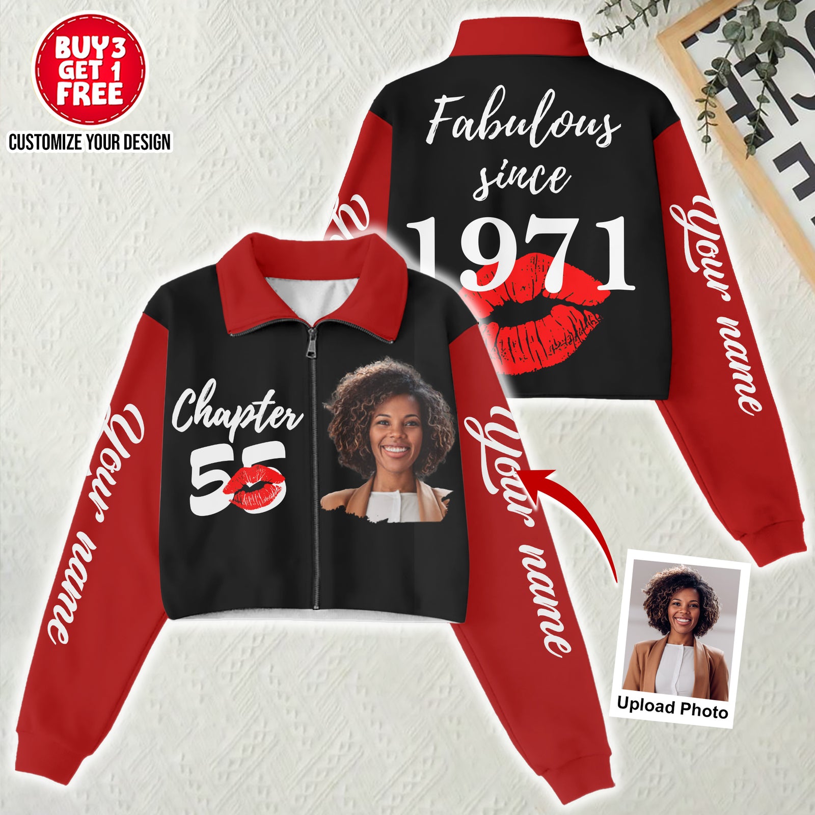Women‘s Lapel Collar Cropped Sweatshirt - Chapter 55, Fabulous Since 1971 - ALK