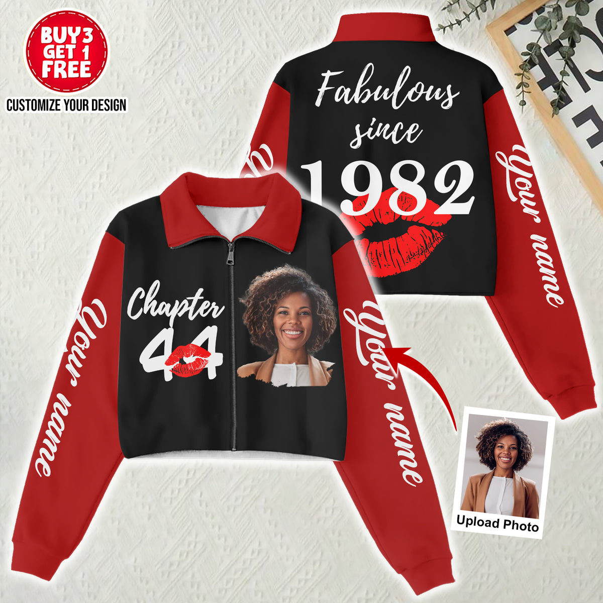 Women‘s Lapel Collar Cropped Sweatshirt - Chapter 44, Fabulous Since 1982 - ALK