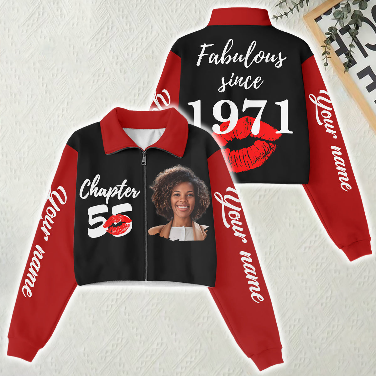 Women‘s Lapel Collar Cropped Sweatshirt - Chapter 55, Fabulous Since 1971 - ALK