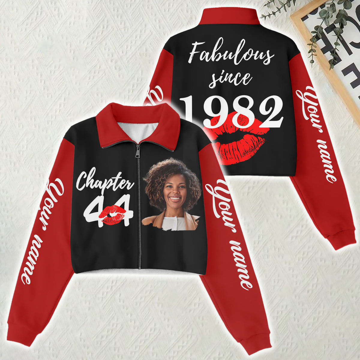 Women‘s Lapel Collar Cropped Sweatshirt - Chapter 44, Fabulous Since 1982 - ALK