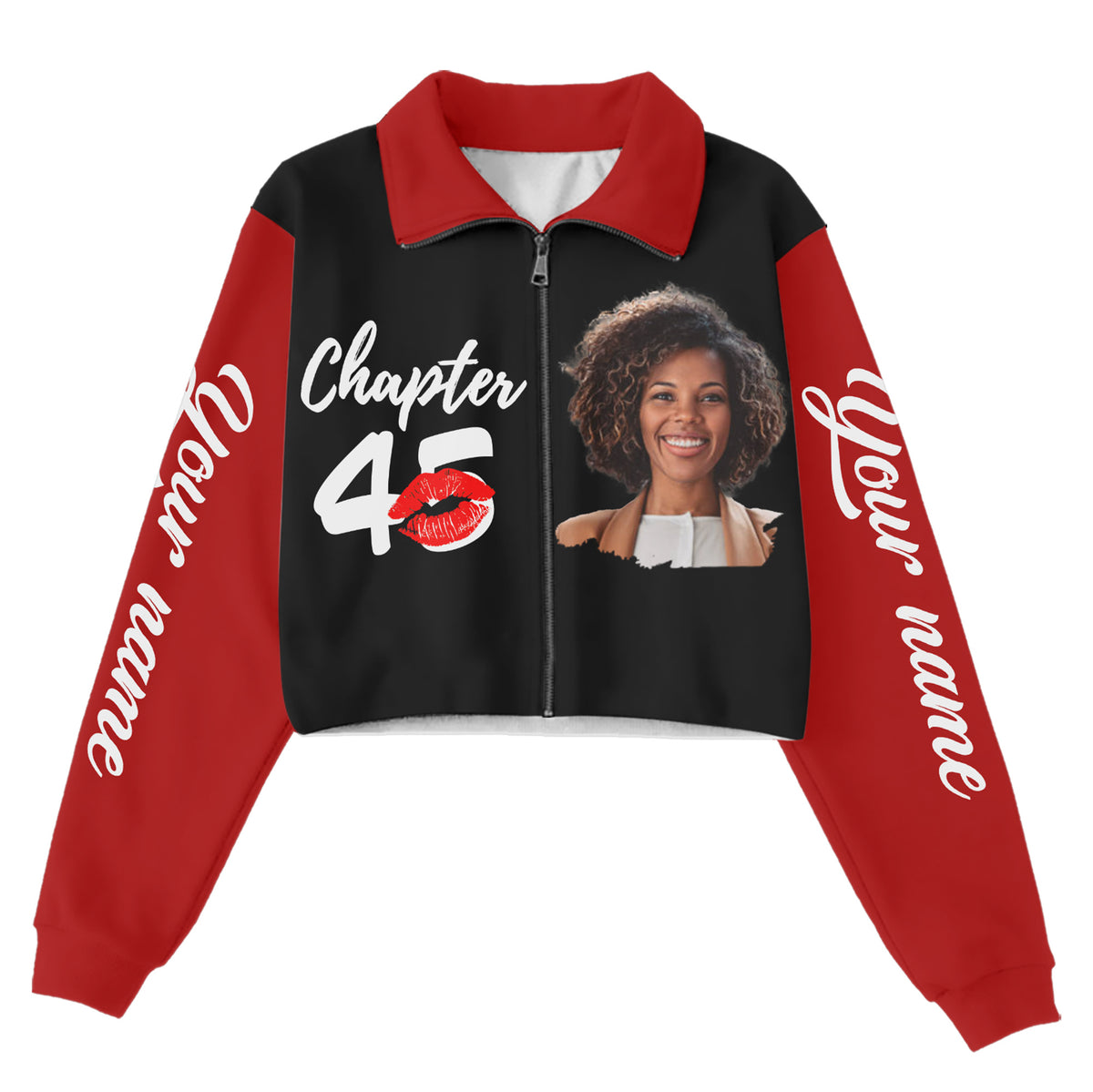 Women‘s Lapel Collar Cropped Sweatshirt - Chapter 45, Fabulous Since 1980 - ALK