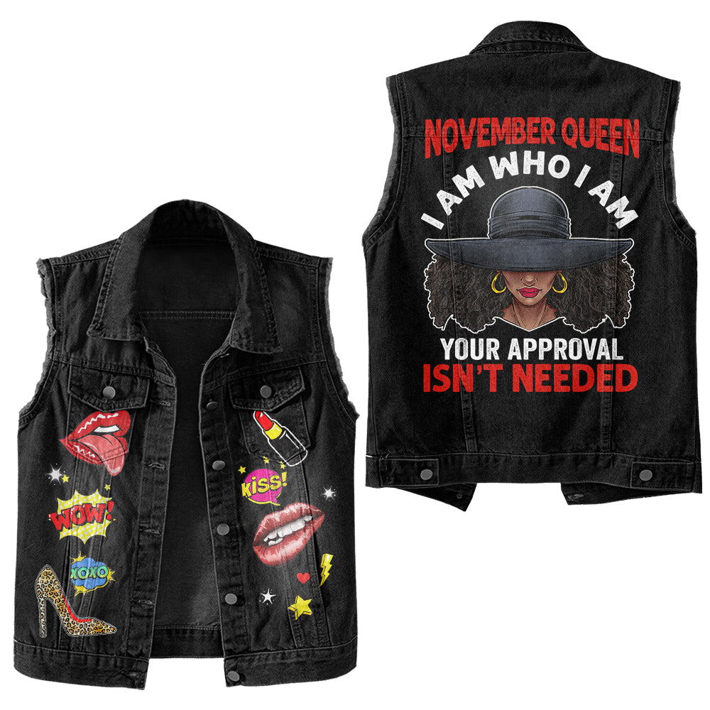 Premium Log Denim Vest - Personalised November Month Birthday Gifts, Gift Ideas November Month Birthday Woman