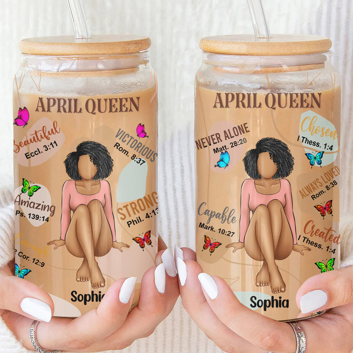 Personalized Clear Glass Can, Gift Ideas April Women, April Birthday Gift Ideas - ALK