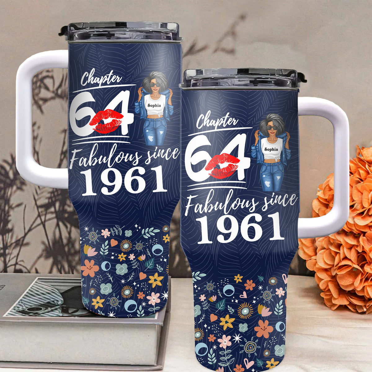 Personalized Tumbler With Straw, Gift Ideas 64th Birthday Woman-ALK