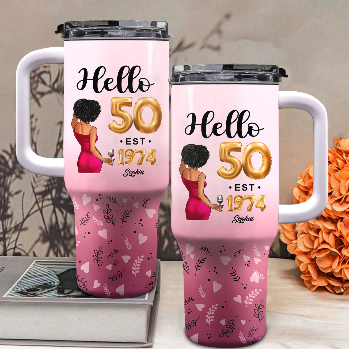 Personalized Tumbler With Straw, Gift Ideas 50th Birthday Woman-HCT