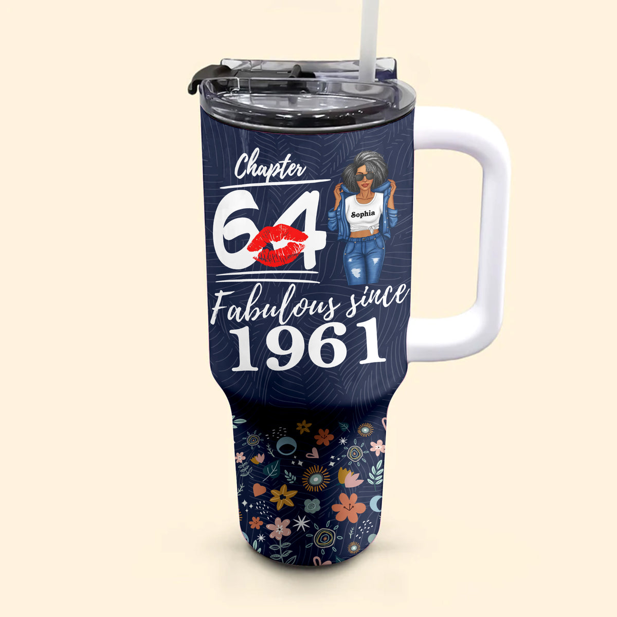 Personalized Tumbler With Straw, Gift Ideas 64th Birthday Woman-ALK