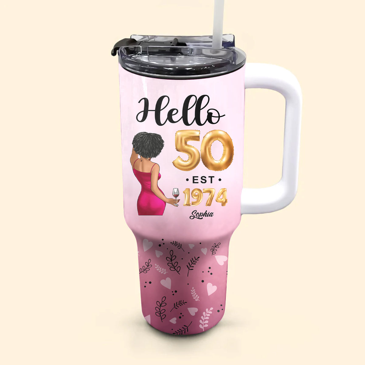 Personalized Tumbler With Straw, Gift Ideas 50th Birthday Woman-HCT