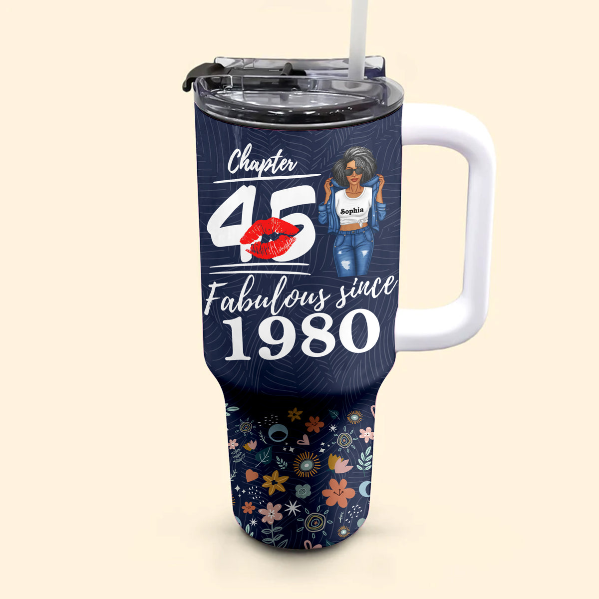 Personalized Tumbler With Straw, Gift Ideas 45th Birthday Woman-ALK