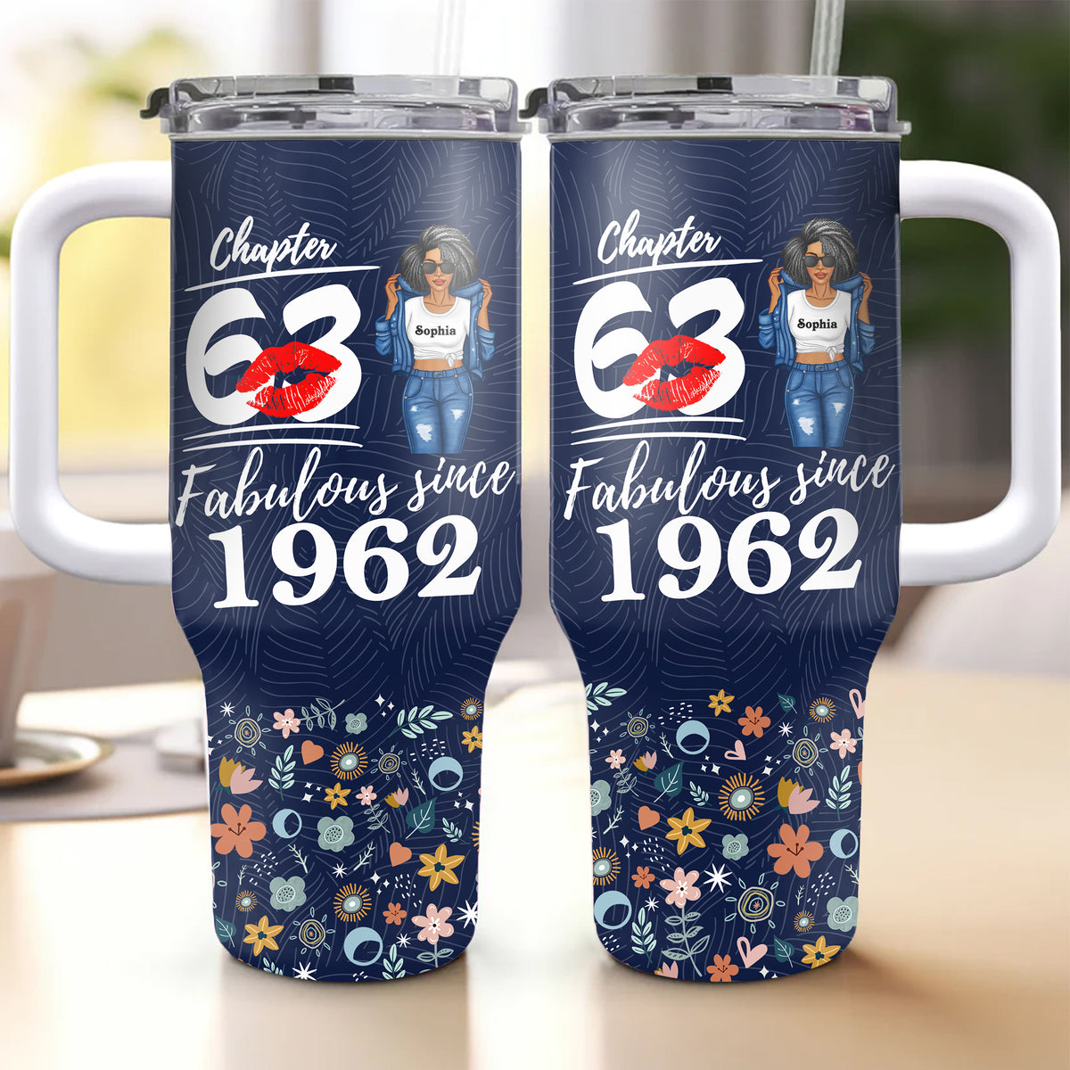 Personalized Tumbler With Straw, Gift Ideas 63rd Birthday Woman-ALK