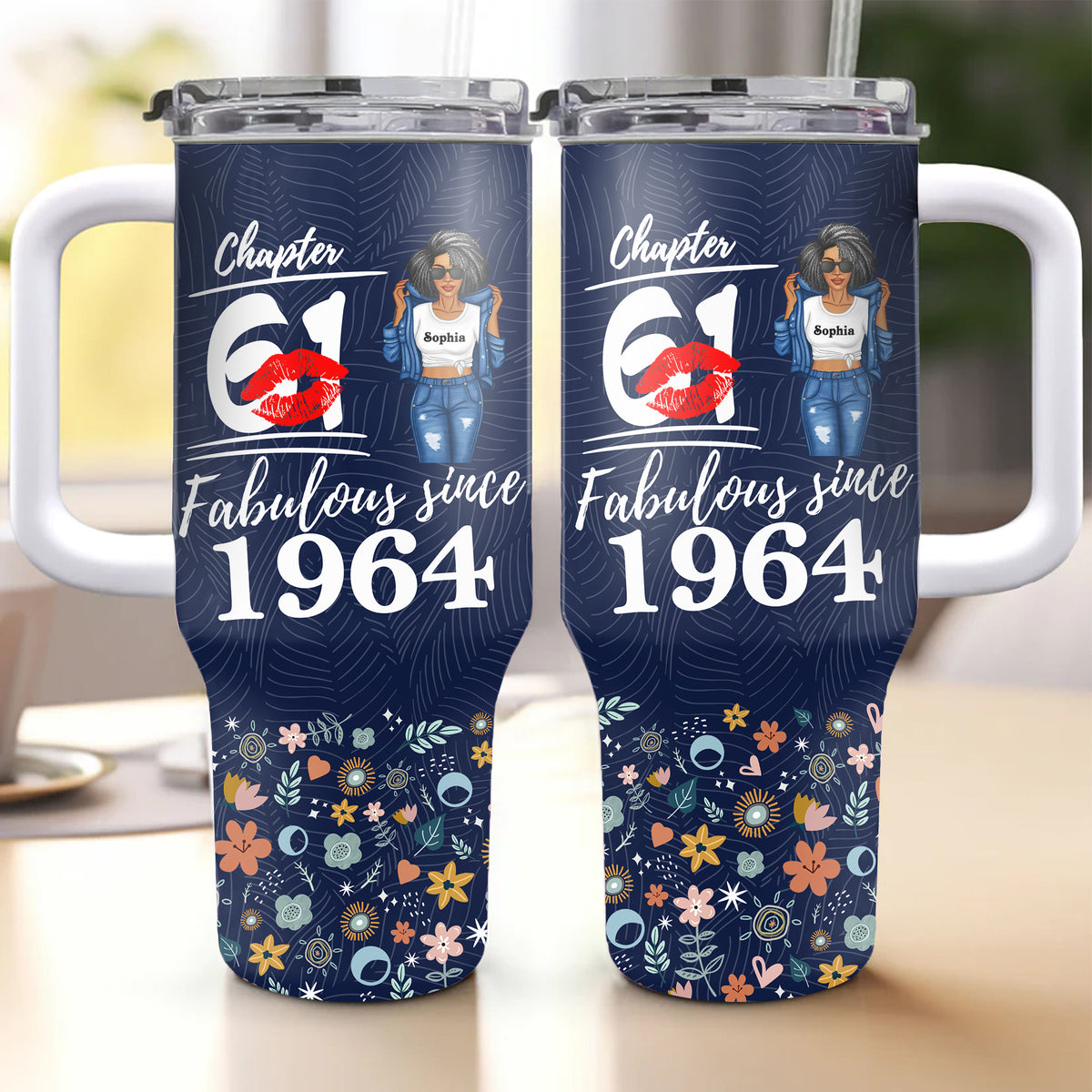 Personalized Tumbler With Straw, Gift Ideas 61st Birthday Woman-ALK