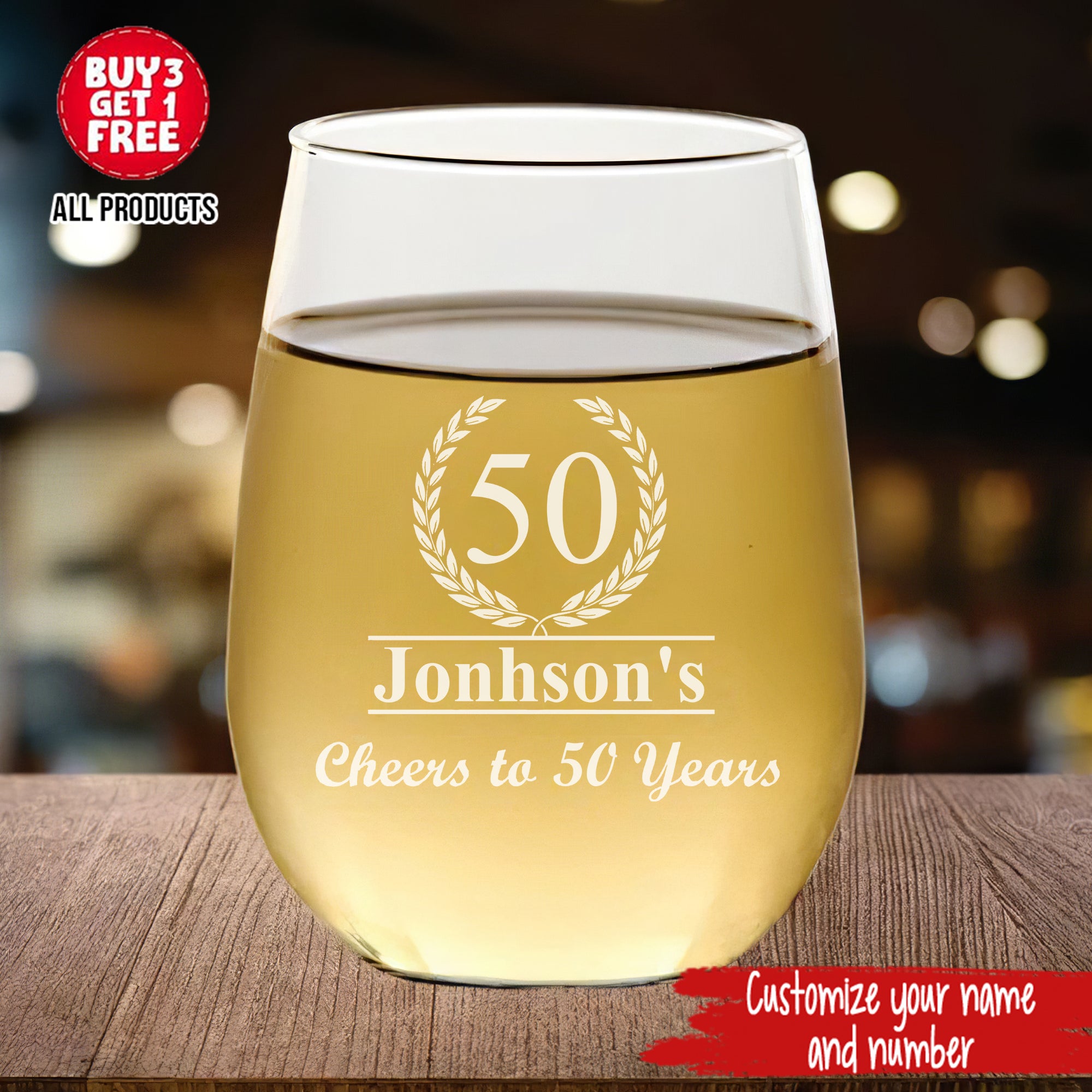 50th Birthday Aged to Perfection - Gifts for 50 Year Old – 50th Birthday Red White Rose Wine Glass-YPT-ALK