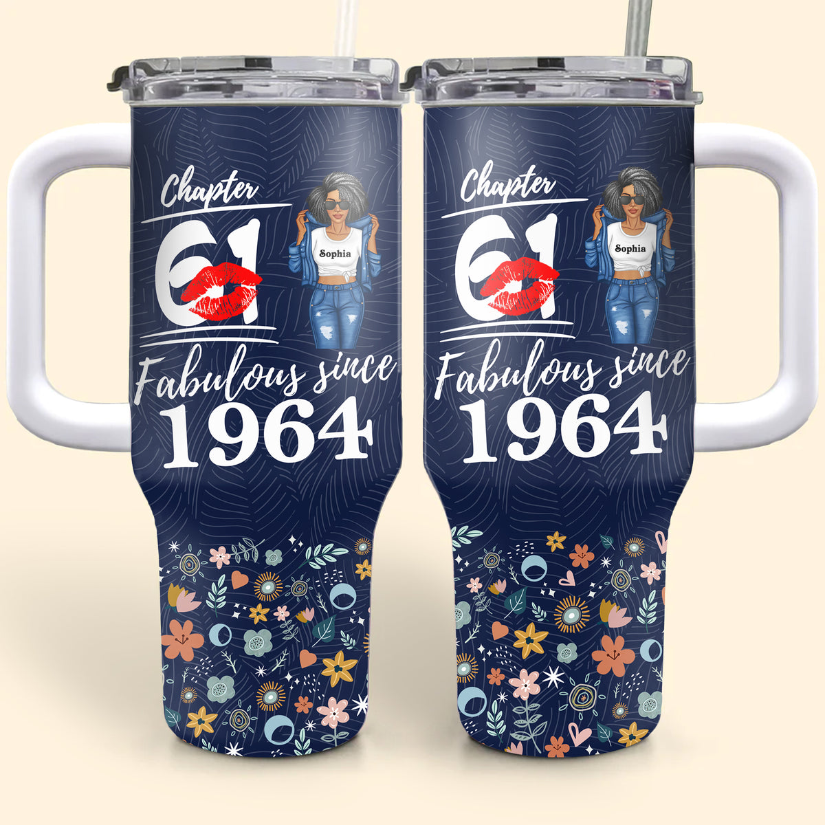 Personalized Tumbler With Straw, Gift Ideas 61st Birthday Woman-ALK