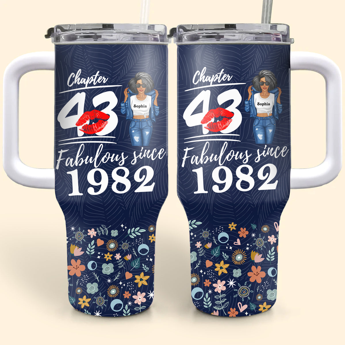 Personalized Tumbler With Straw, Gift Ideas 43rd Birthday Woman-ALK