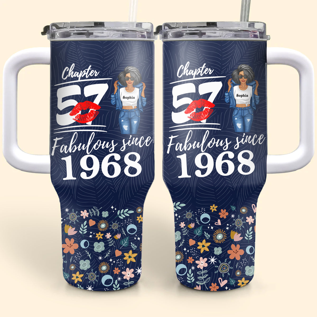 Personalized Tumbler With Straw, Gift Ideas 57th Birthday Woman-ALK