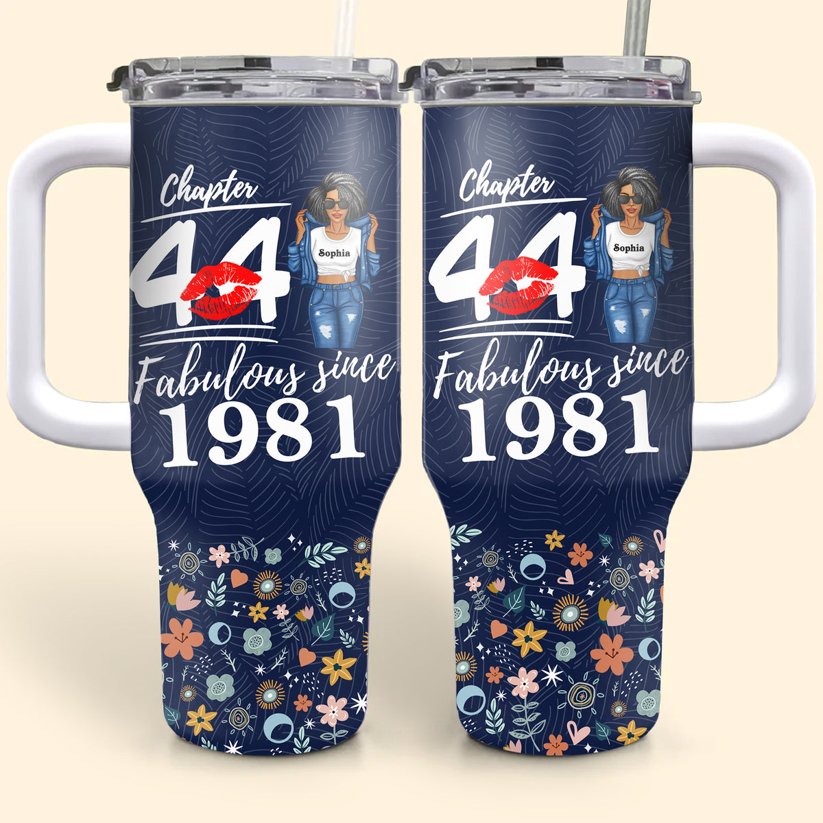 Personalized Tumbler With Straw, Gift Ideas 44th Birthday Woman-ALK