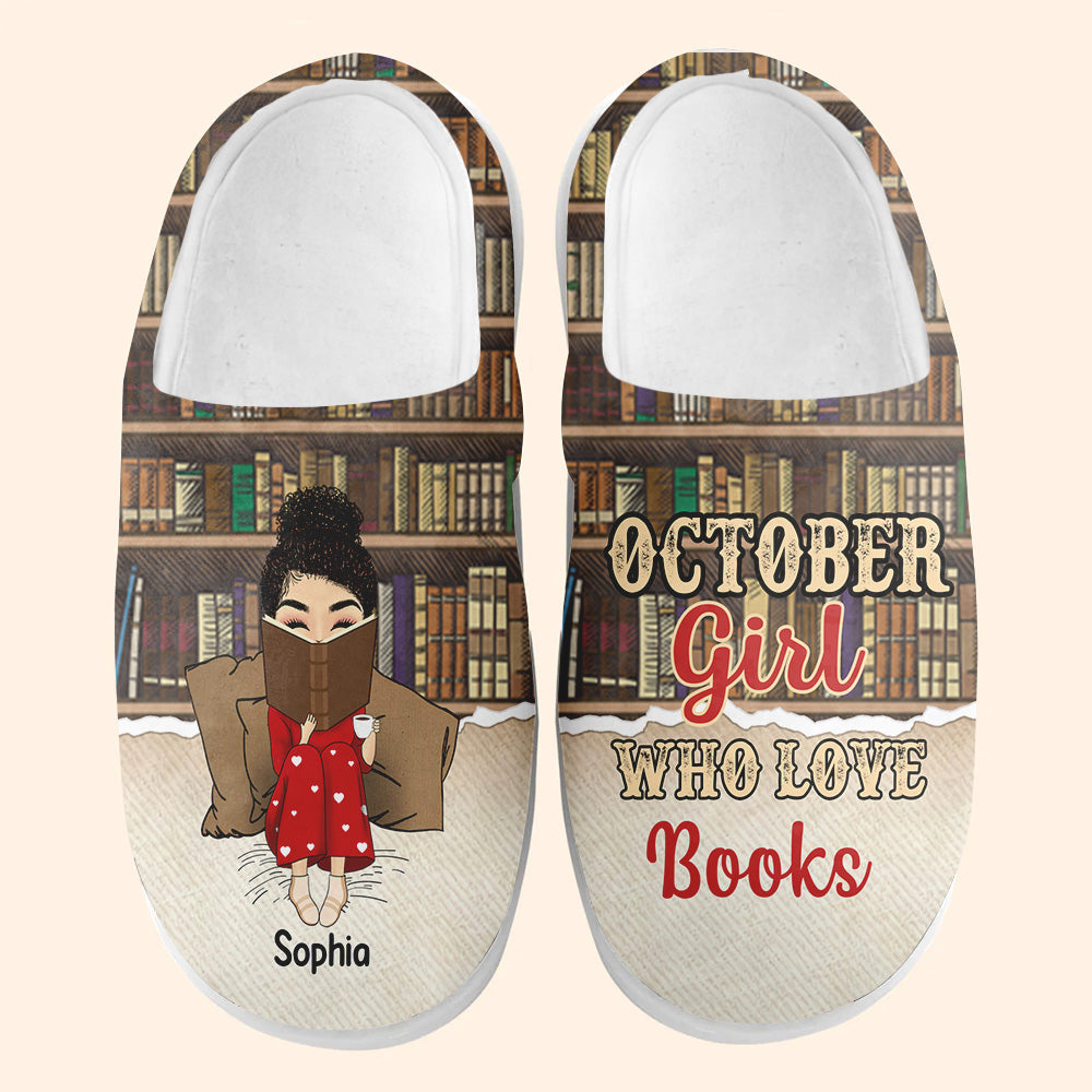 Personalized Slippers, Custom Birthday Gifts For October Girls, October Birthday Gifts For Book Lovers
