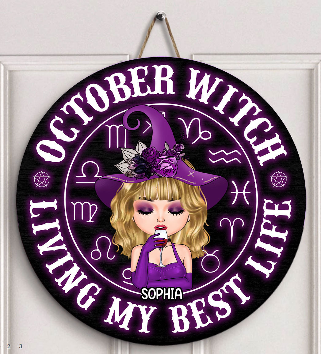 Custom October Birthday Door Sign, Queens Are Born In October Gifts, Halloween Door Sign