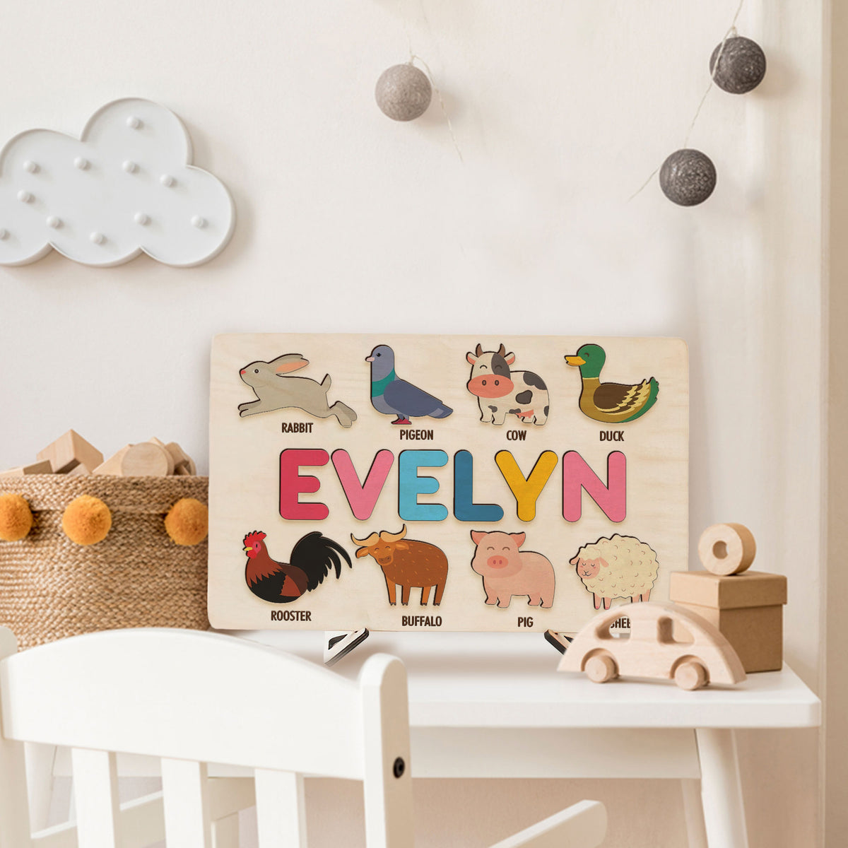 Personalized BusyBoard with Farm Animals, Custom Sensory Board for kids, Farm Animals toys for kids, Montessori Board, Wooden Puzzle Board