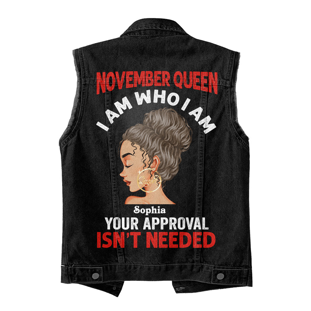 Premium Log Denim Vest - November Birthday Gifts, Custom Birthday Gift, Queens Are Born In November
