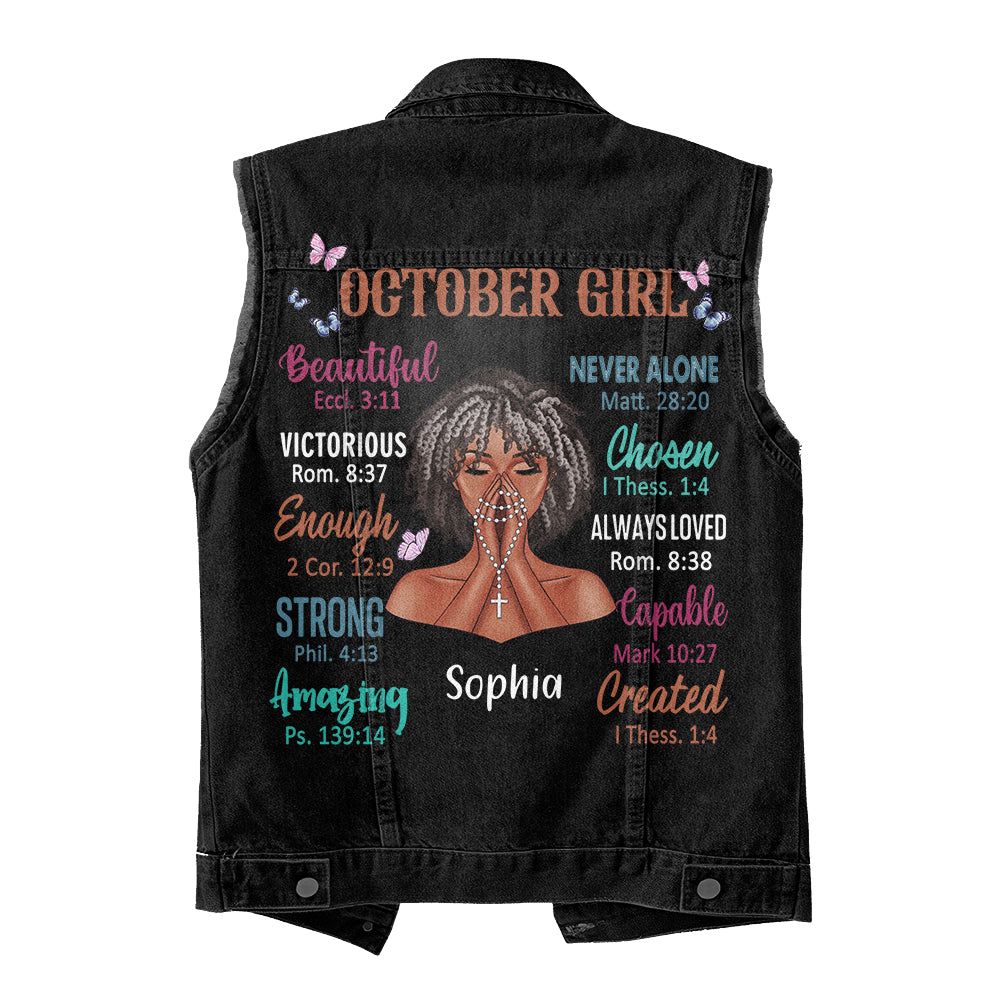 Premium Log Denim Vest - November Birthday Gifts, Custom Birthday Gift, Beautiful Girls