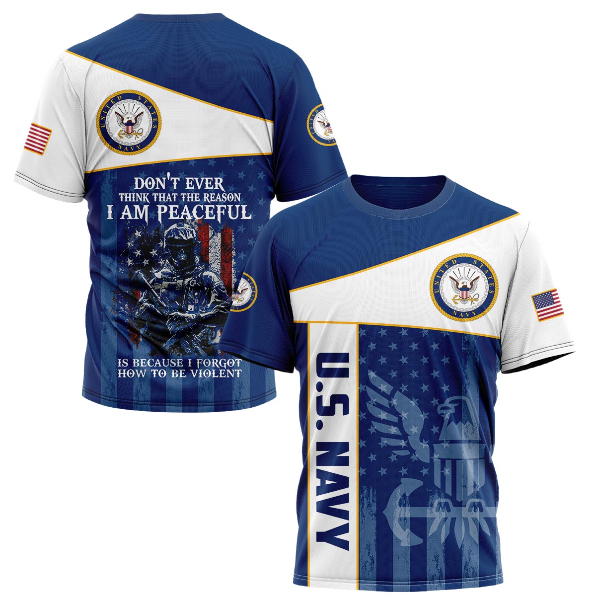 Don‘t Ever Think That The Reason I Am Peaceful Is Because I Forgot How To Be Violent Navy T-shirt