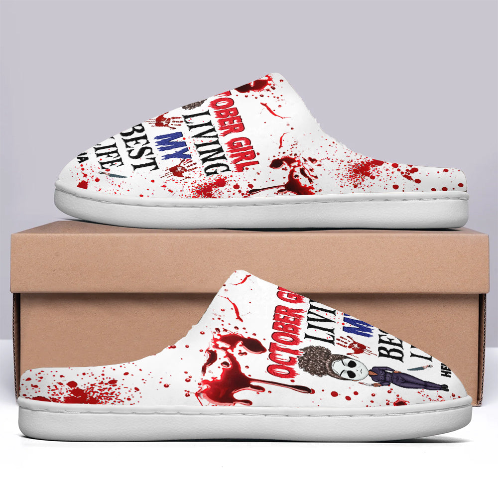 Personalized Slippers, Custom Birthday Gifts For October Girls, Halloween Gifts