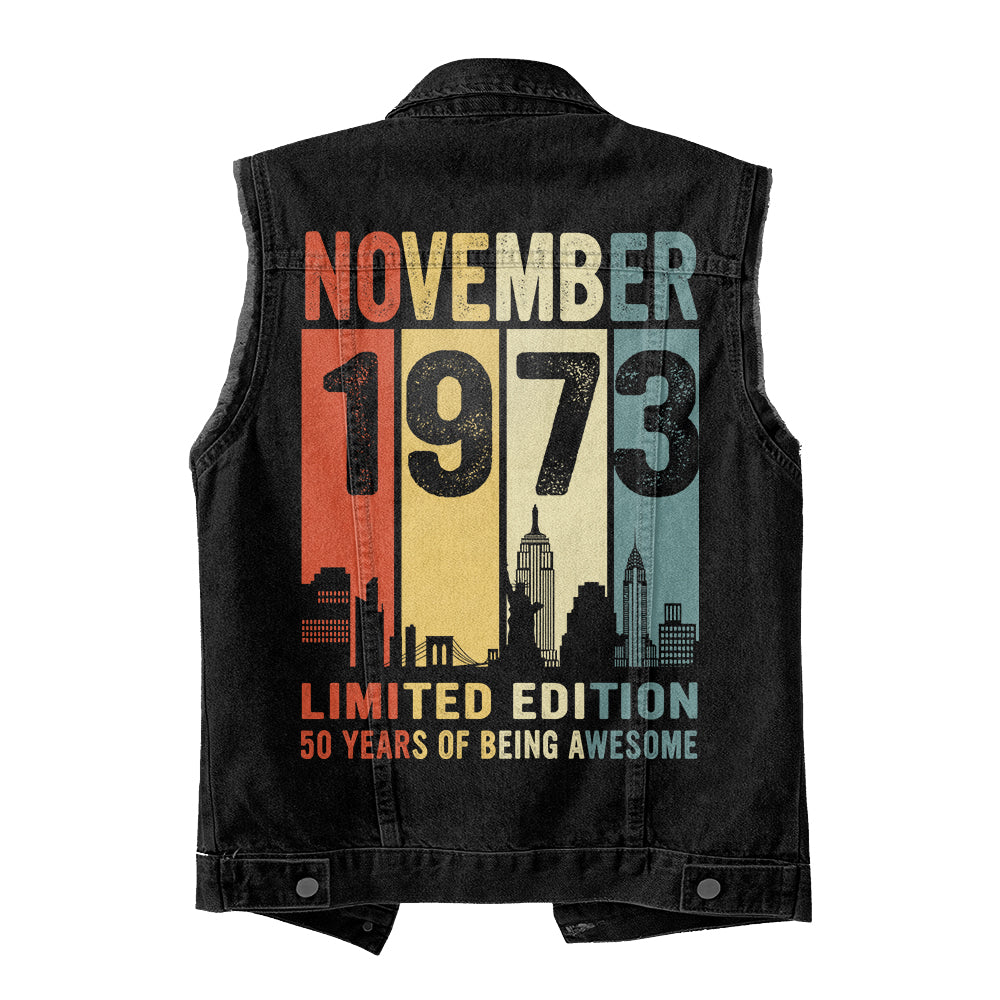 Premium Log Denim Vest - Personalised 50th Birthday Gifts, Gift Ideas 50th Birthday Woman
