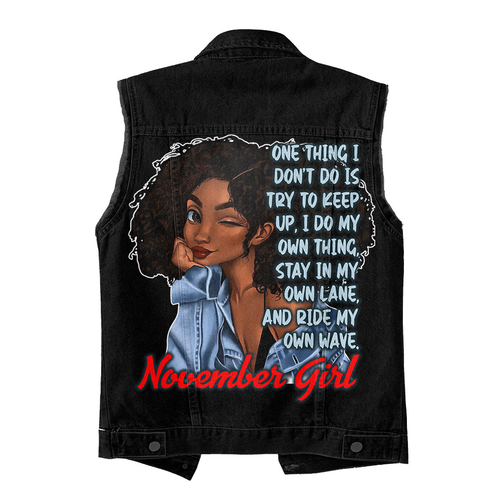 Premium Log Denim Vest - November Birthday Gifts, Custom Birthday Gift, Queens Are Born In November