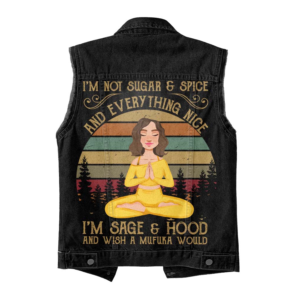 Premium Log Denim Vest - Gift For Women, Denim Vest Yoga, Yoga Lover