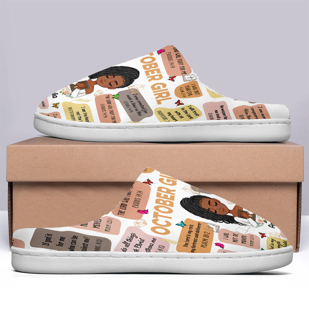 Personalized Slippers, Custom Birthday Gifts For October Girls, October Birthday Gifts For Black Woman