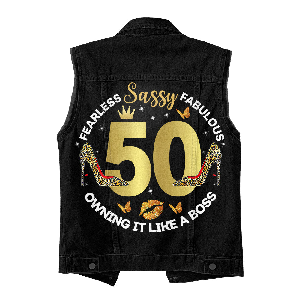 Premium Log Denim Vest - Personalised 50th Birthday Gifts, Gift Ideas 50th Birthday Woman