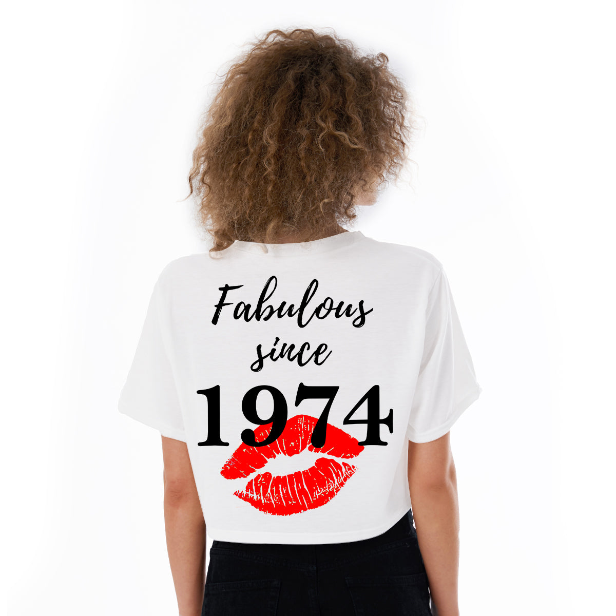 Women&#39;s Cropped T-shirt, Fabulous Since 1974 50th Birthday Unique T Shirt For Woman - ALK