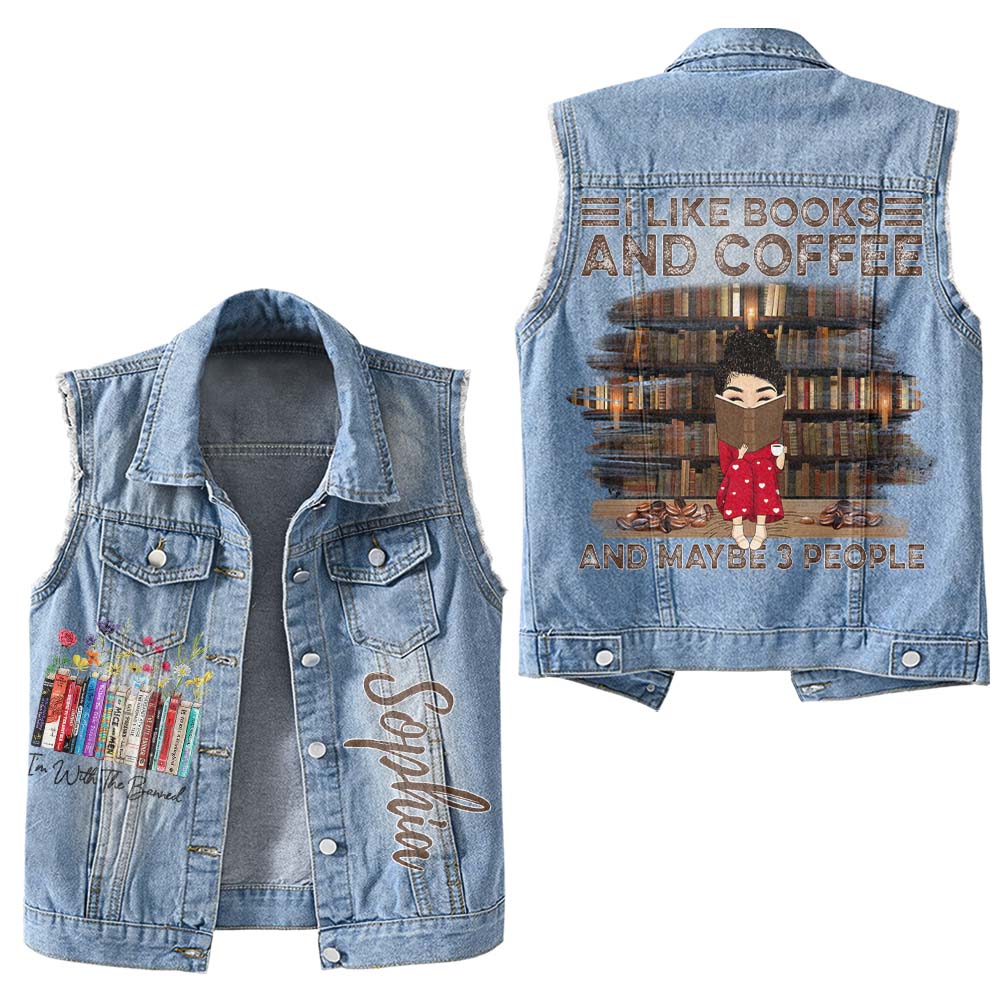 Premium Log Denim Vest - Gift For Women, Denim Vest Book, Reading Book Lover