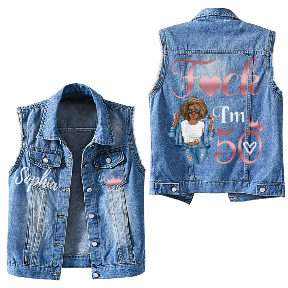 Premium Log Denim Vest - Personalised 50th Birthday Gifts, Gift Ideas 50th Birthday Woman